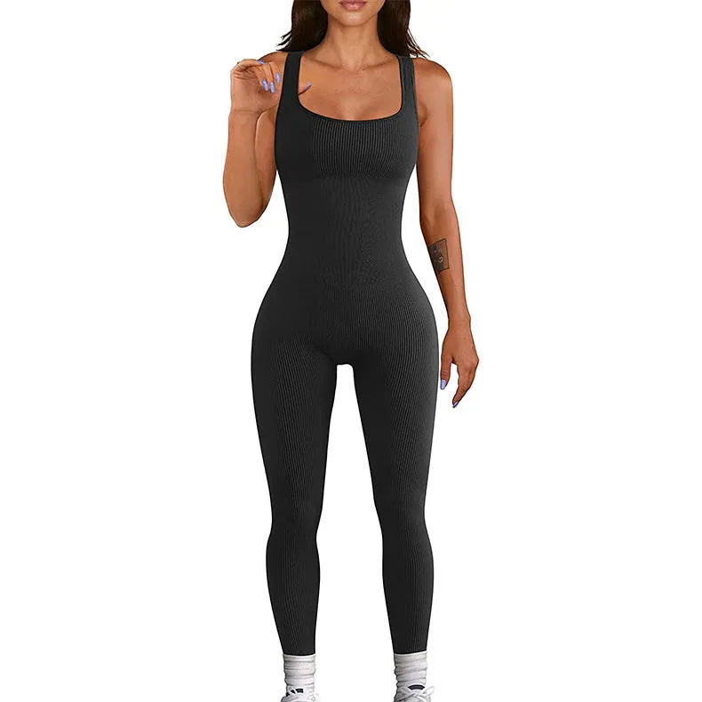 Women's high-waist suspender tights in spandex with long sleeves, shown in a solid colour.