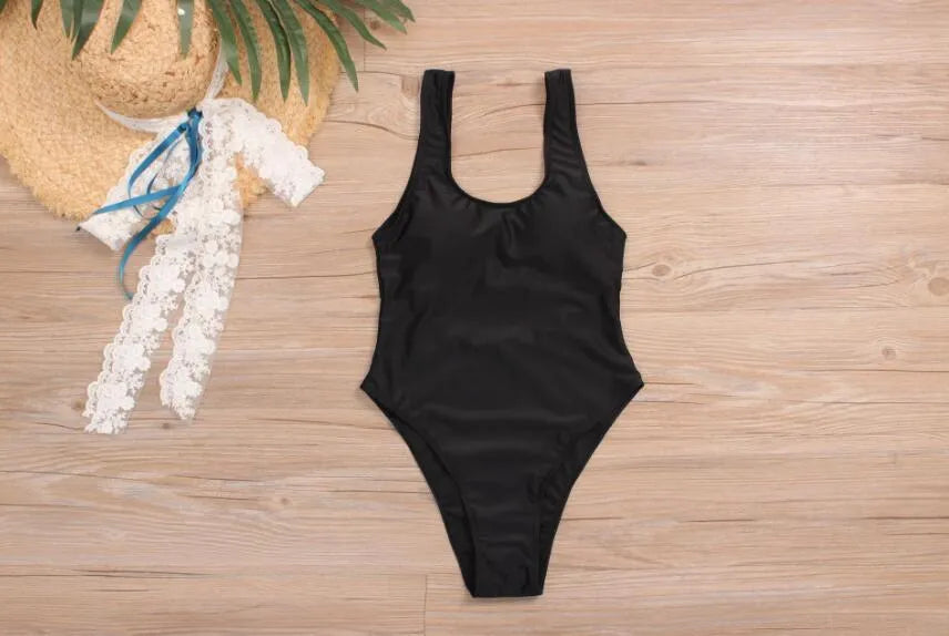 Women's Siamese bikini swimwear in polyester fibre, black colour option, tie side detail