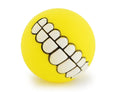 Soft PVC dog teeth ball chew toy, 7.5cm diameter, in green, rose red, yellow or orange.