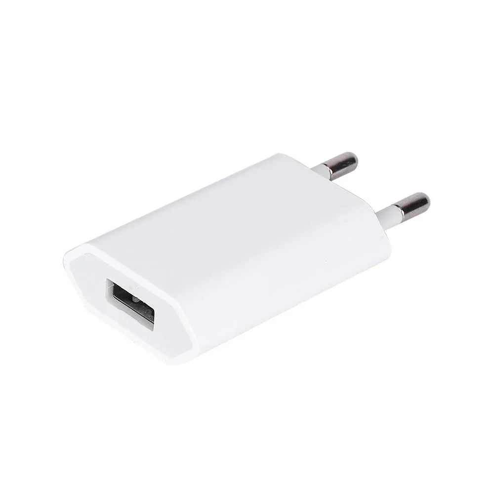 White USB travel charger and cable for iPhone and iPad charging