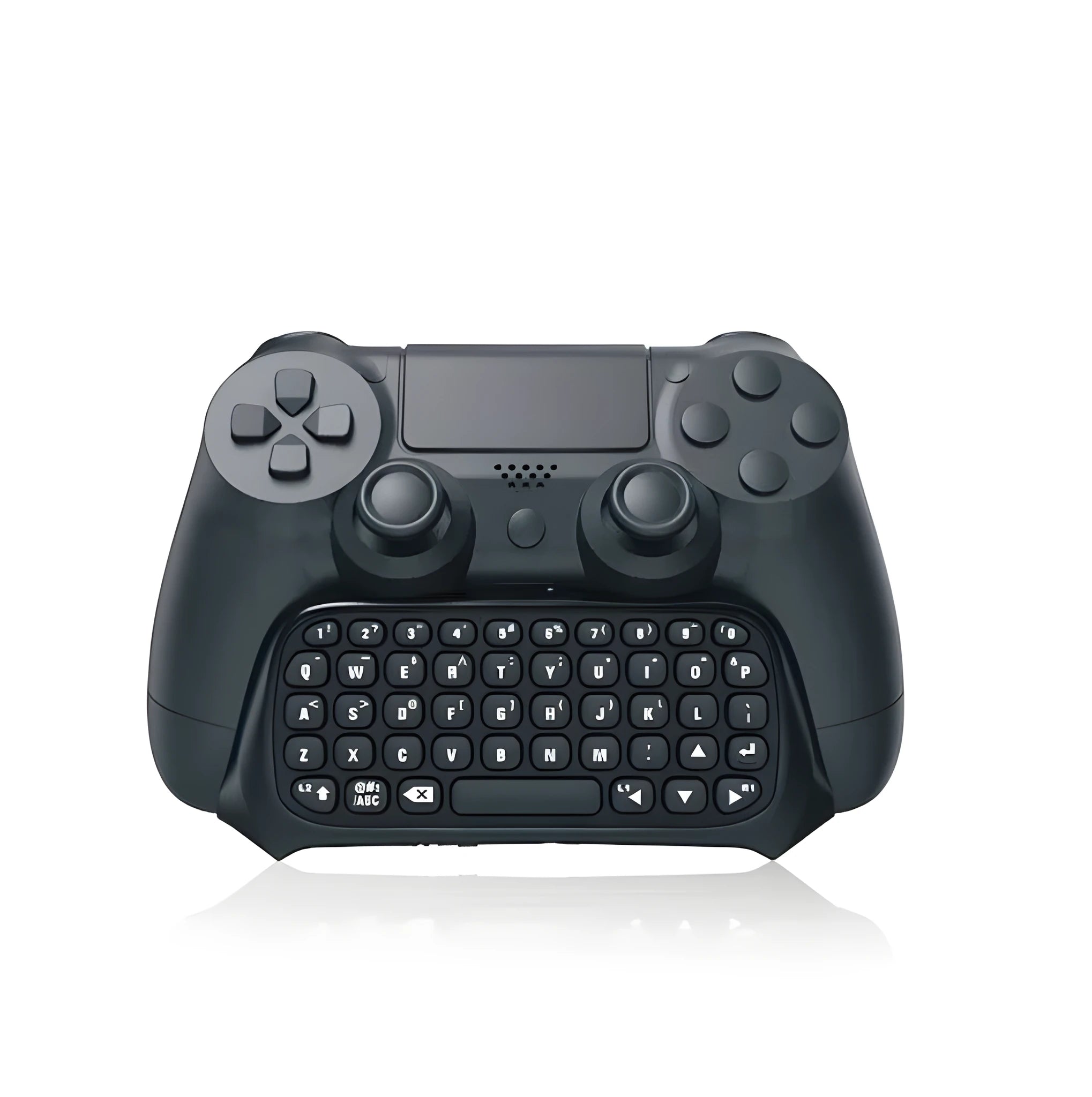 Black Bluetooth gamepad keyboard with voice chat input for PS4 console, 17.2 cm long