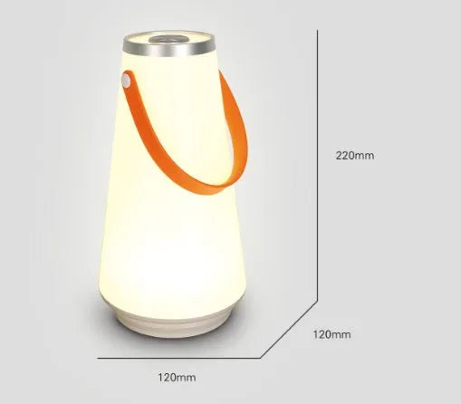 White rechargeable LED table lamp with square base and warm light illumination