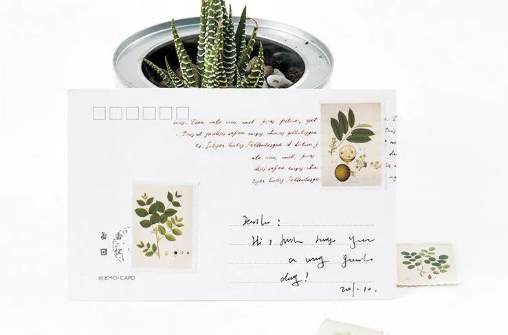 45 piece vintage plant sticker set on coated paper with botanical designs for scrapbooking and journaling