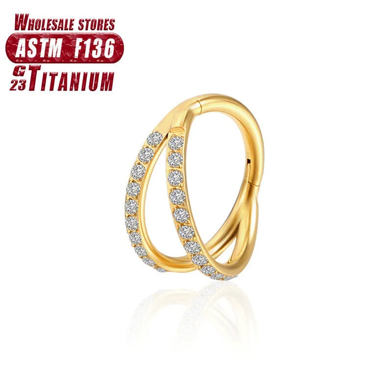 Titanium alloy fork nose ring in silver, gold, black, rose gold and colourful finishes.