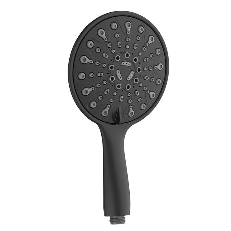 A six-inch silver electroplated handheld shower head with multiple spray function settings.