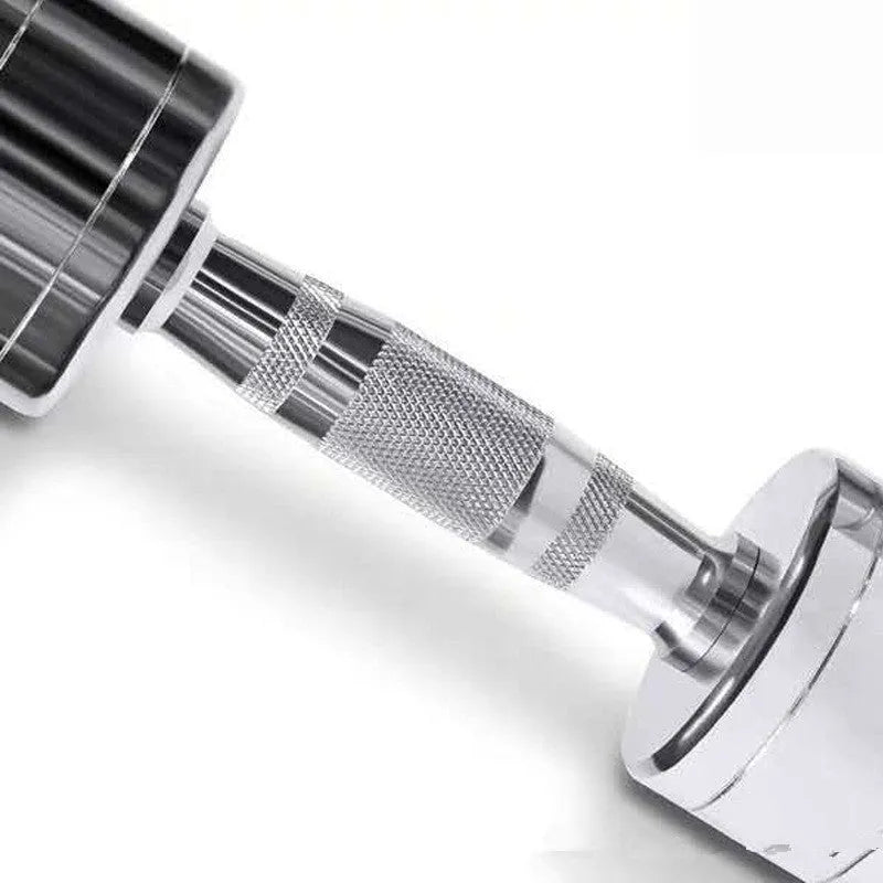 Pure steel 1kg dumbbell with silver electroplated finish and ergonomic handle