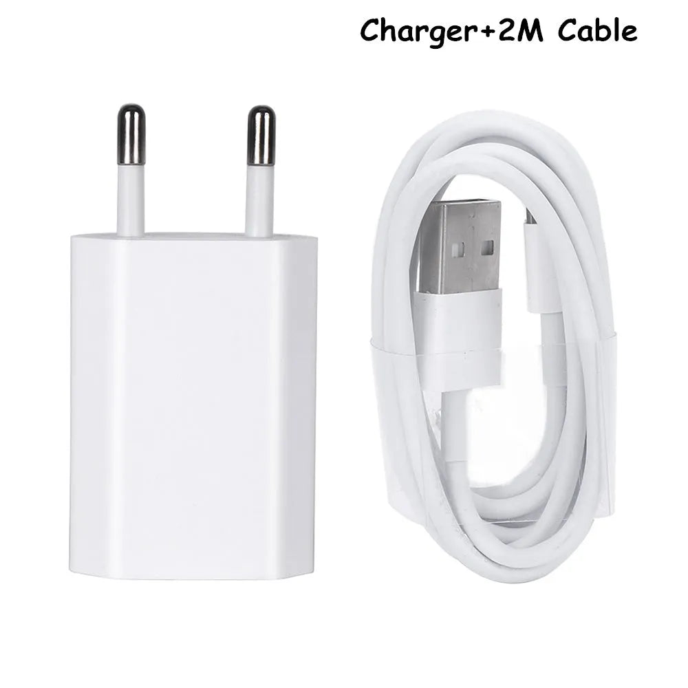 5V2A USB travel charger and cable for iPhone and iPad models