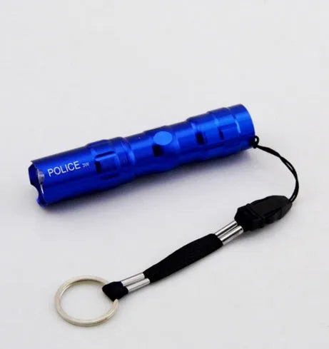 Black aluminium mini LED flashlight showing compact cylindrical design.
