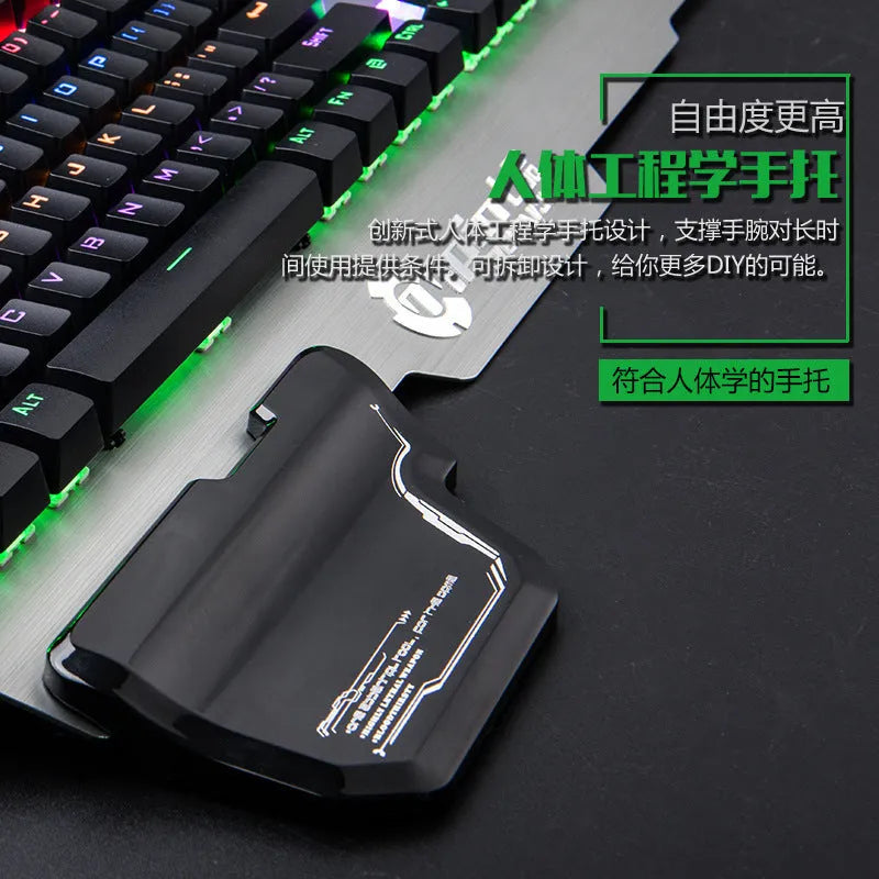 Silver grey wired mechanical gaming keyboard with mixed backlighting on desk