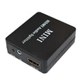 Black audio video splitter with HDMI input and output plus SPDIF and R L audio ports