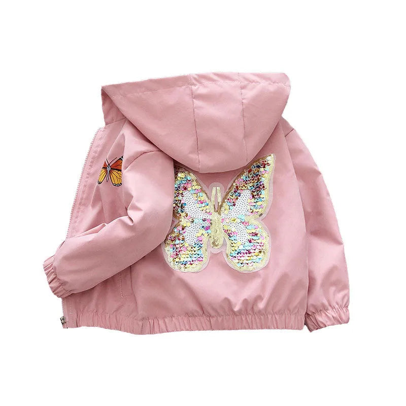 Girls' animal print hoodie coat in pink or purple, polyester, height sizes 90cm to 160cm
