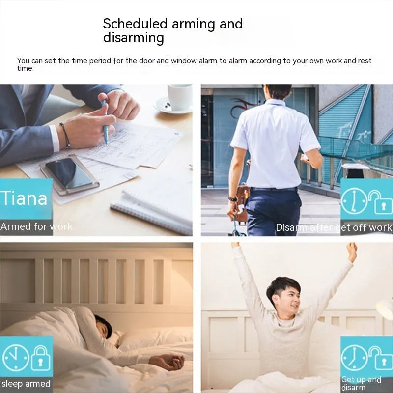 WiFi door magnetic sensor alarm unit with wireless connectivity for smart home security systems