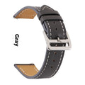 Genuine leather single ring watch strap in black, 20mm wide, first layer cowhide.
