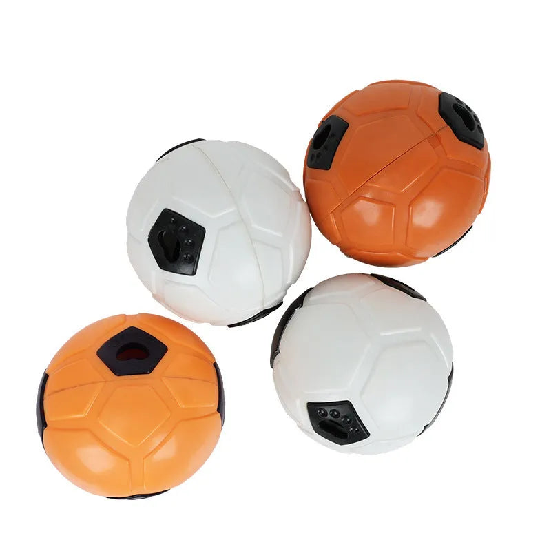Orange and white TPR rubber dog ball toy for teeth grinding and nibbling