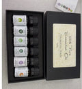Aromatherapy essential oil set with six 10 (g/ml) boxes including lavender, mint, tea tree, lemongrass, sweet orange, and eucalyptus