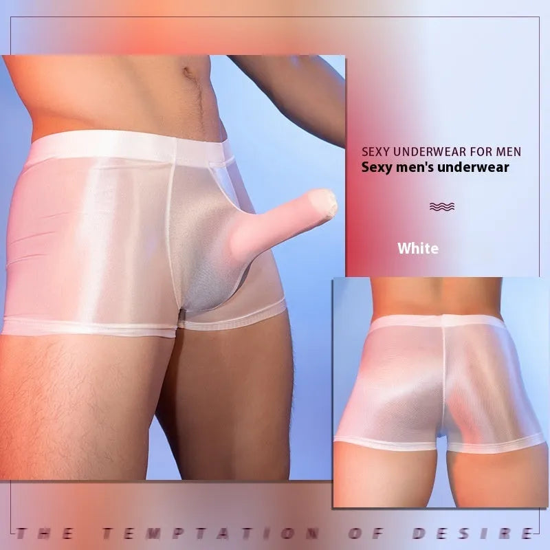 Men's seamless boxer shorts in black, white, red, or dark grey with mid-waist fit and hip-lifting function