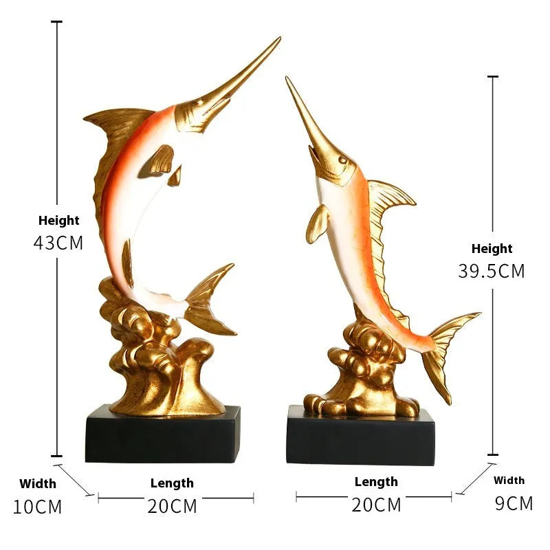European style swordfish decorative craft ornament in plastic and resin materials
