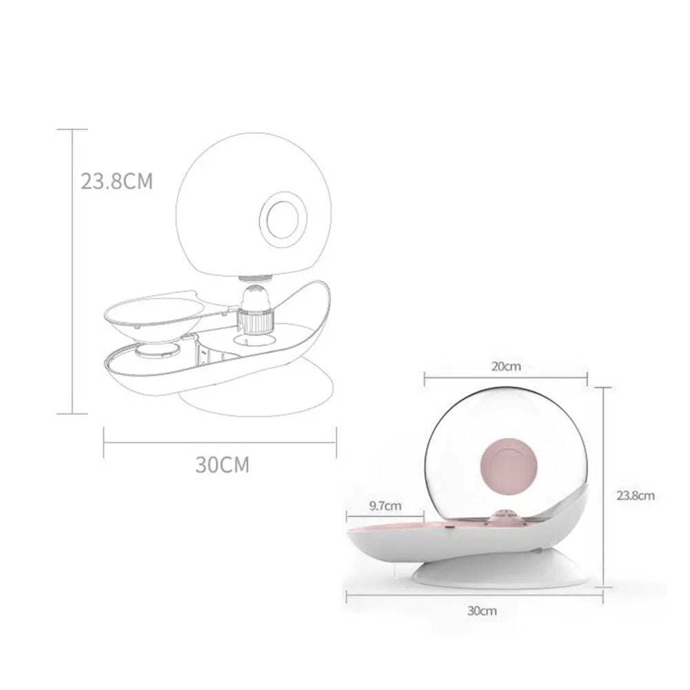Automatic drinking fountain 2.8L snail design in grey, pink, or blue for cats and dogs
