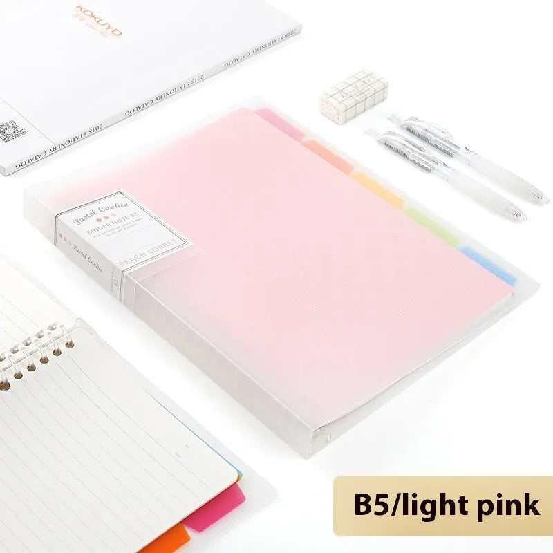 Refillable spiral notebook in A5 and B5 sizes with colourful PP cover options