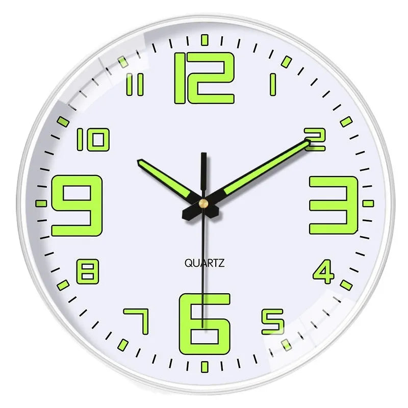 20cm diameter luminous wall clock with modern plastic case and clear acrylic cover