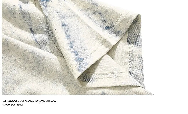 Grey men's tie-dye print T-shirt with loose fit and half sleeves