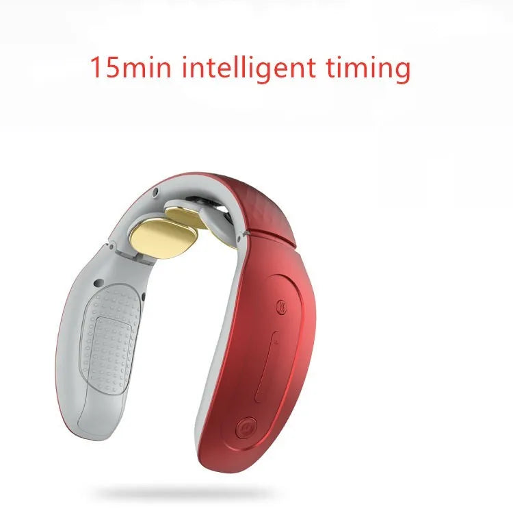 Red and white intelligent cervical massager device with battery and electrodes