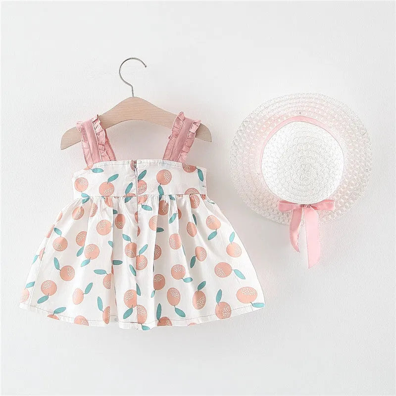 Baby girl thin princess dress in pink cotton sleeveless size 100cm