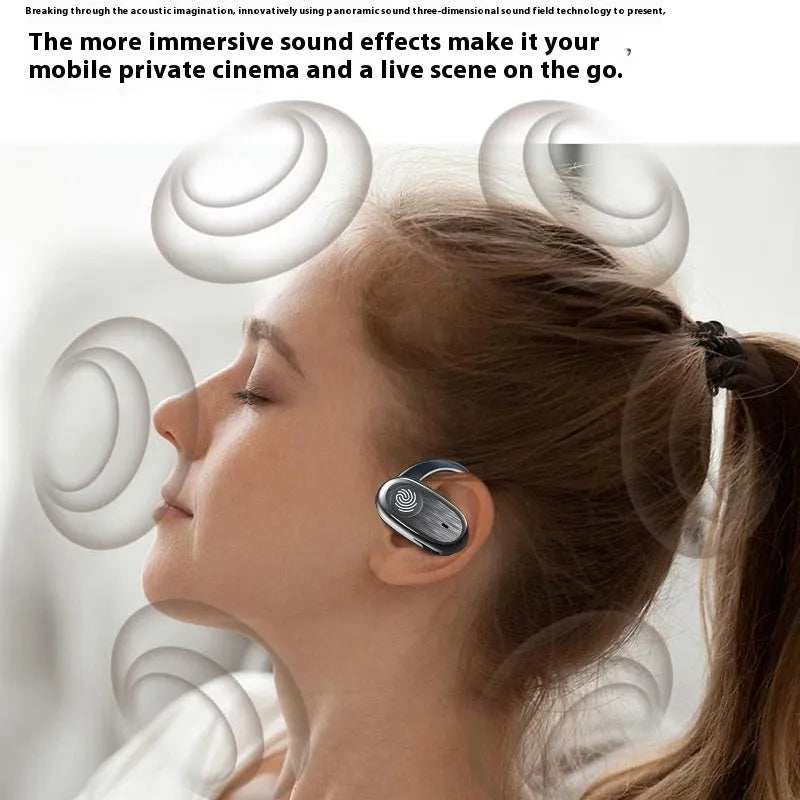 Wireless sports headset with hanging ear design, black top version, digital display, PC ABS material