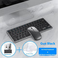 Ultra-thin wireless keyboard and mouse set in black, gun metal, or silver with receiver and protective cover
