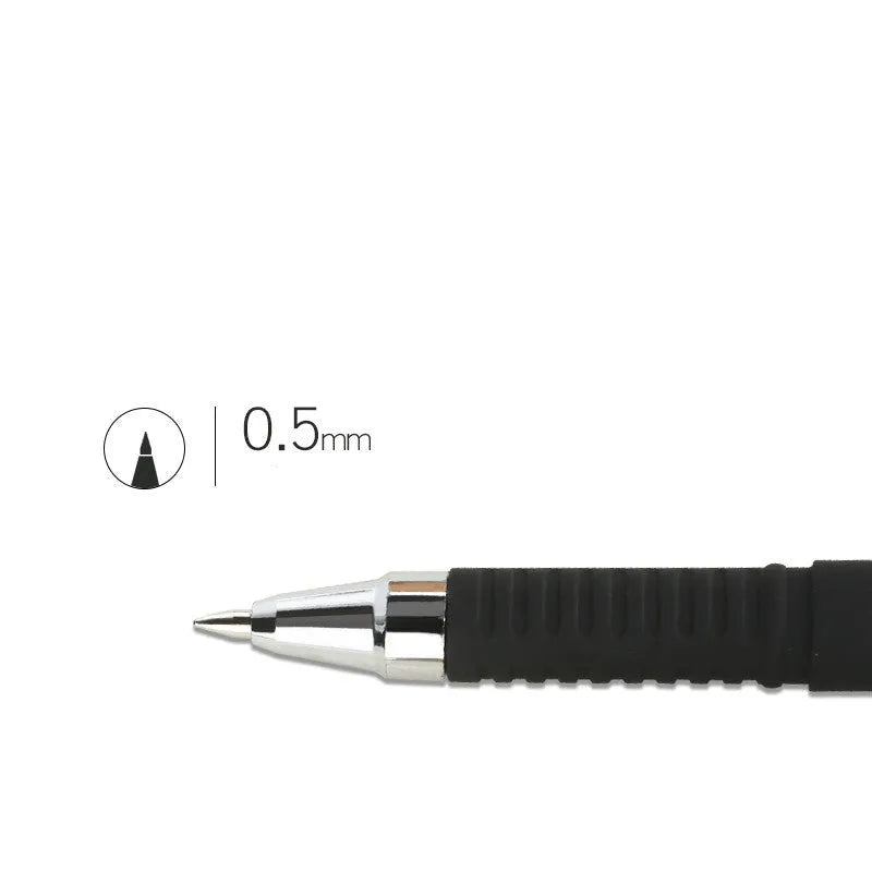 Set of 8 carbon black gel pens for students with needle and bullet tip options