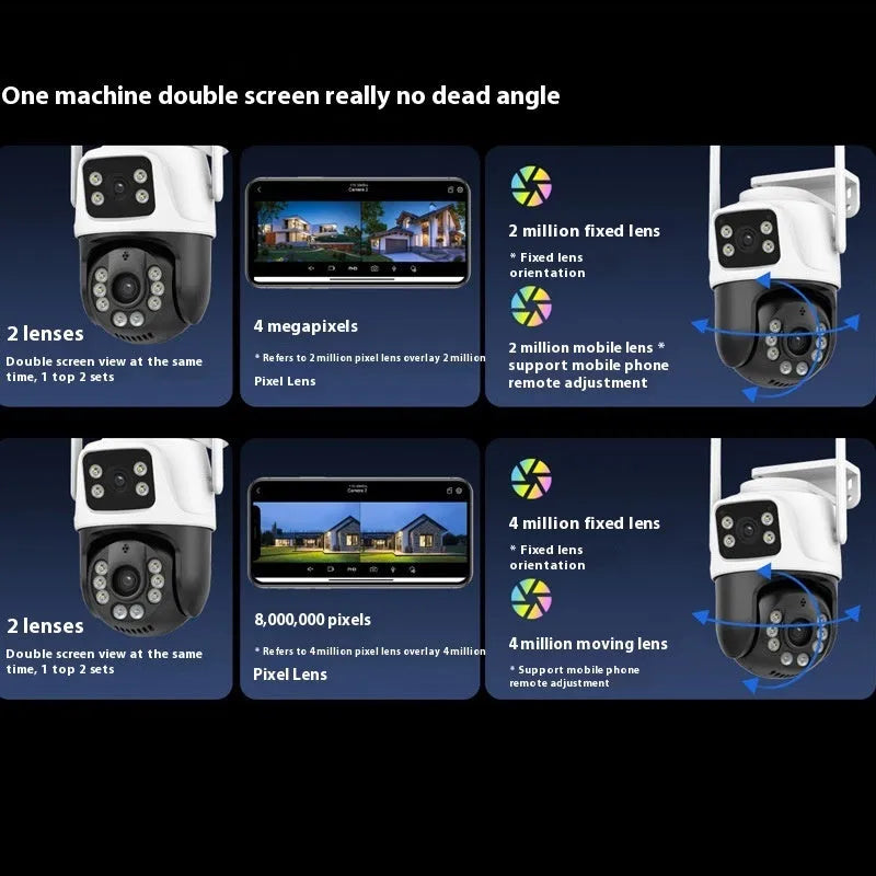 Outdoor dual screen wireless security camera monitor for home surveillance with international standard compatibility
