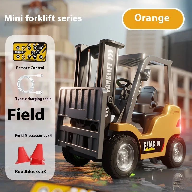 Bluetooth-controlled 1:64 scale alloy forklift simulation model with remote controller and accessories