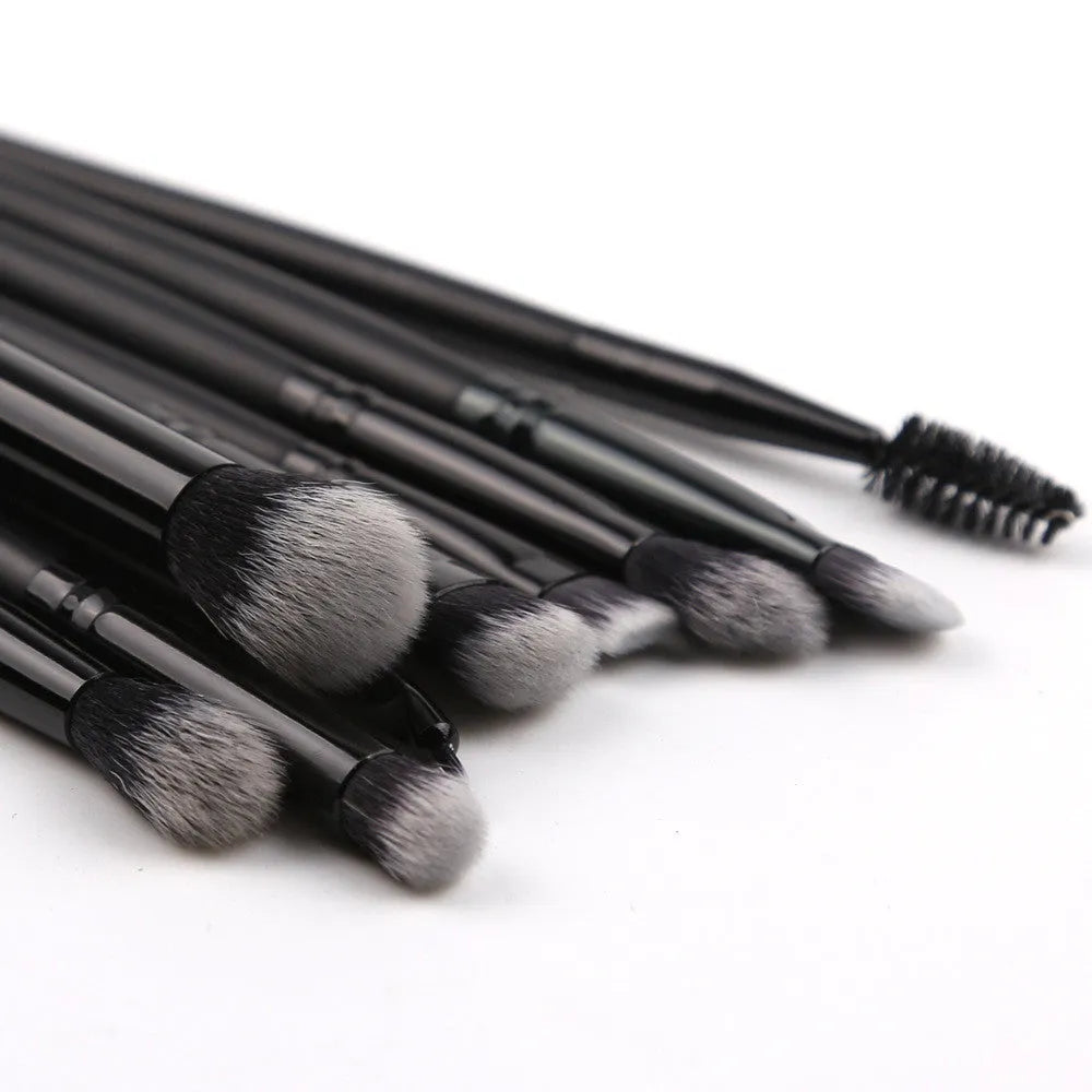 ZOREYA15 15 piece black makeup brush set with synthetic hair and wood handles