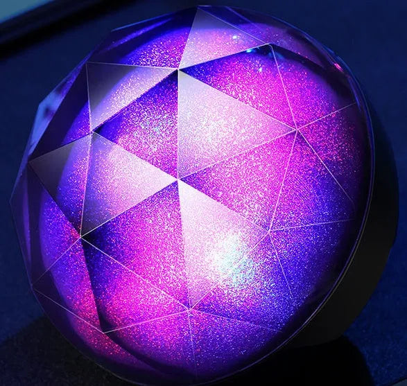 Compact LED seven-color Bluetooth speaker magic ball with colour-changing lights on a plain background