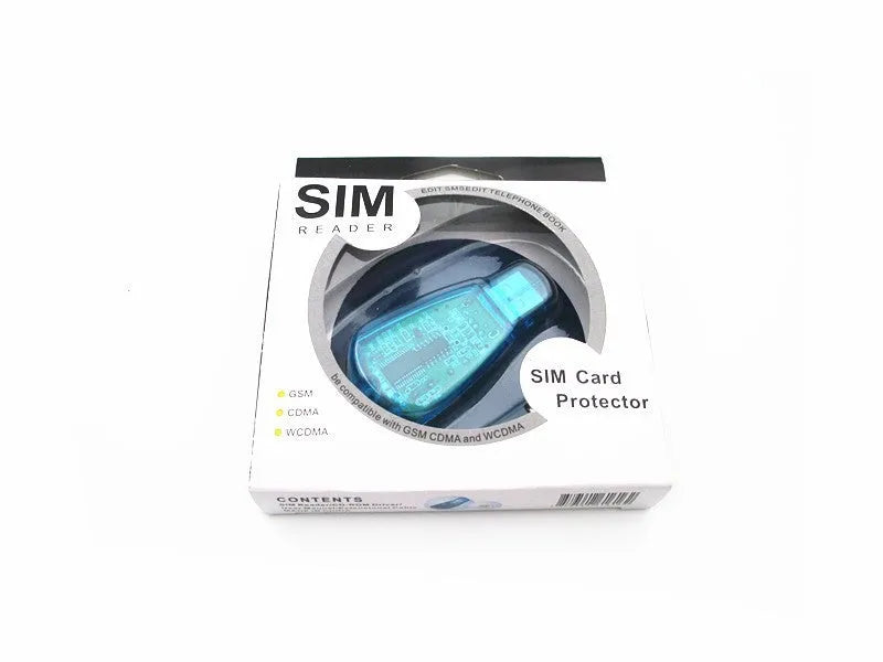 Blue USB SIM card reader for mobile phone data backup and transfer