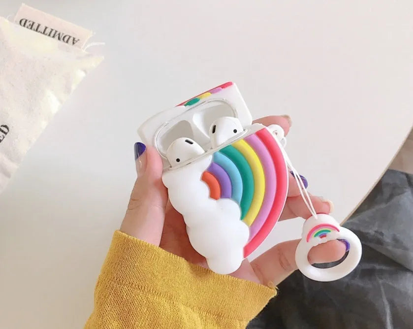 Rainbow silicone protector case for compatible Apple Airpods Bluetooth earphone