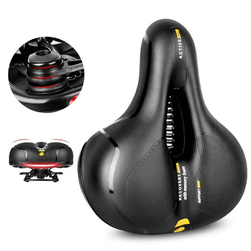 Bicycle padded cushion with thick sponge and air guide groove on a bike saddle