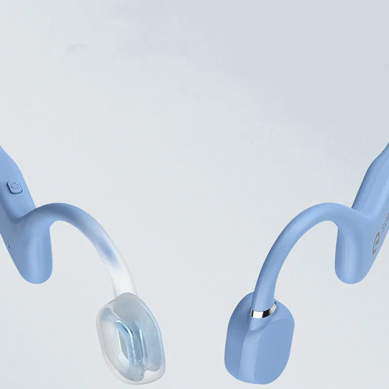 Bone conduction Bluetooth sports headset in a hanging neck design on a person running.