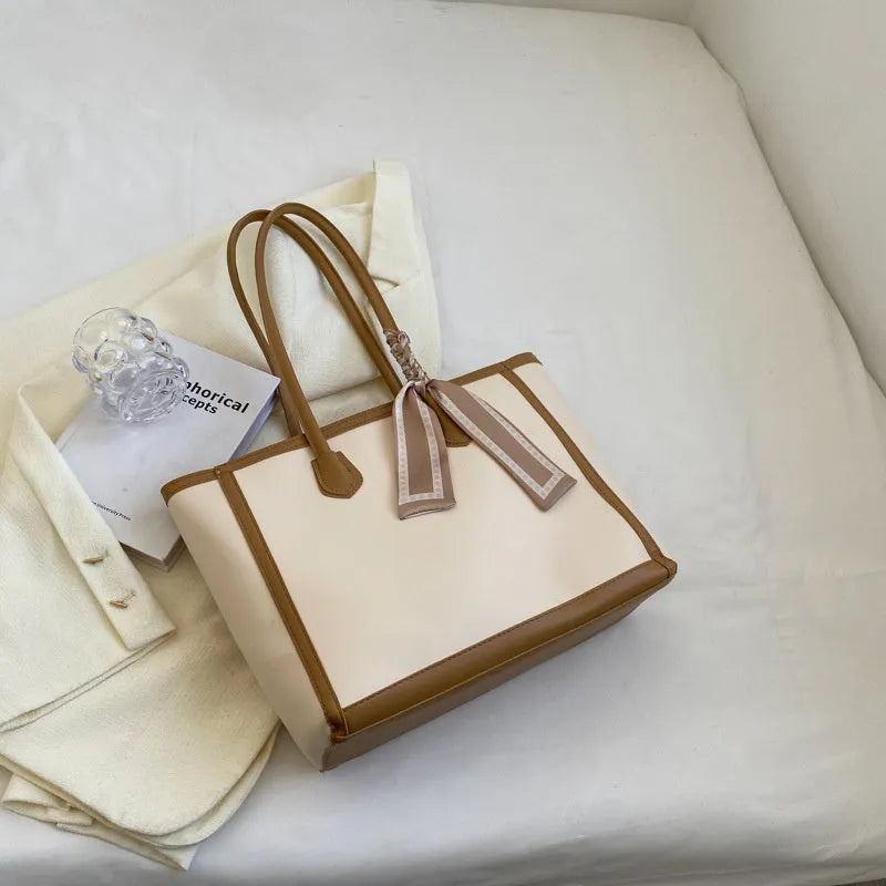 Women's PU leather horizontal square shoulder bag with open outer pocket in black, brown, and coffee colours