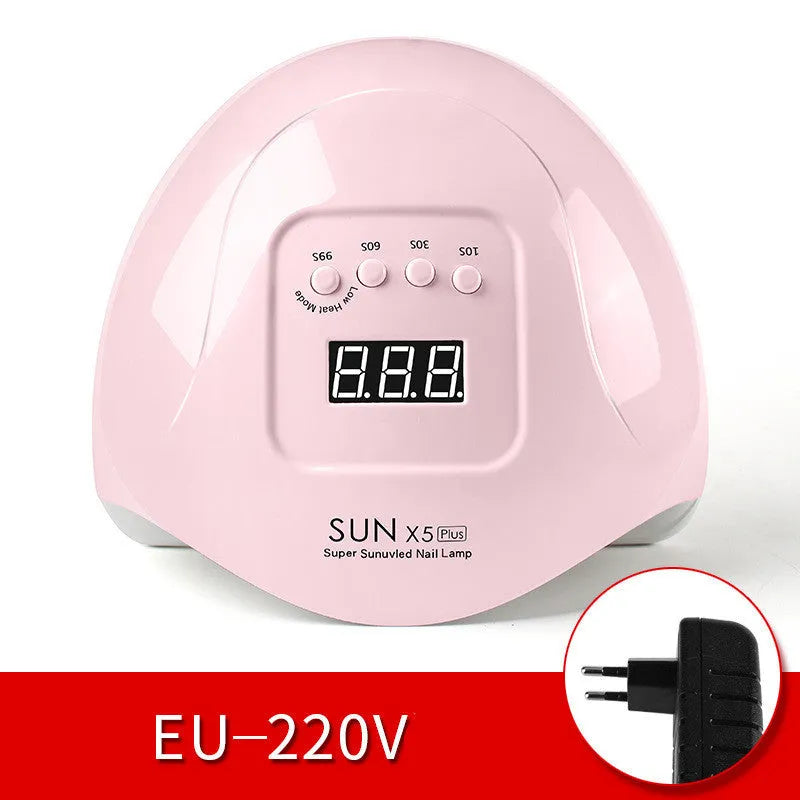 Quick dry nail phototherapy machine in pink or white with 365+405nm double light source, 22*21.5*10cm ABS plastic body and automatic UV induction
