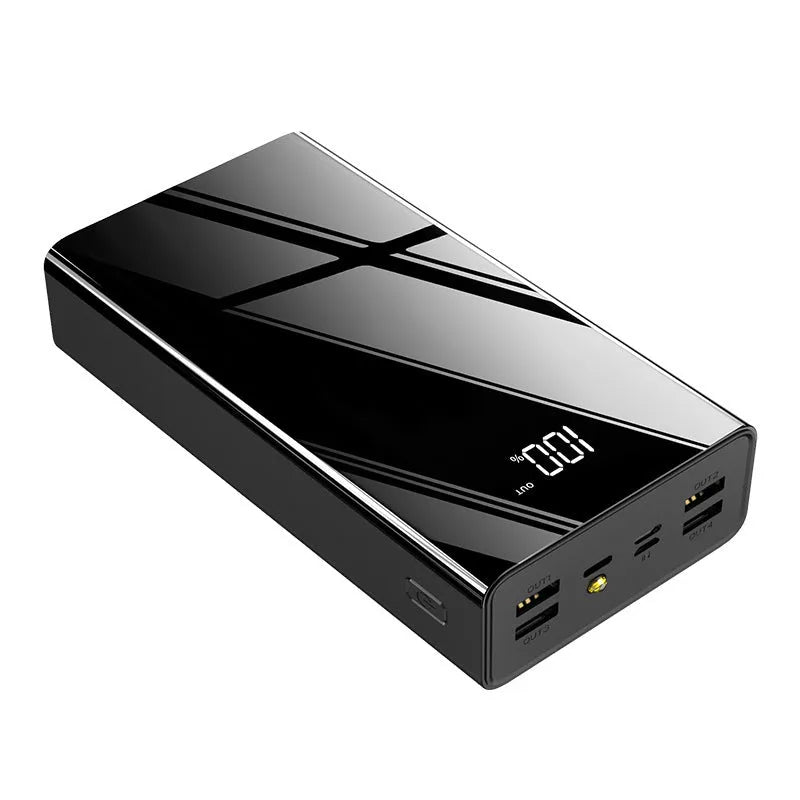 40000mAh LCD power bank in red or black plastic housing showing battery percentage display