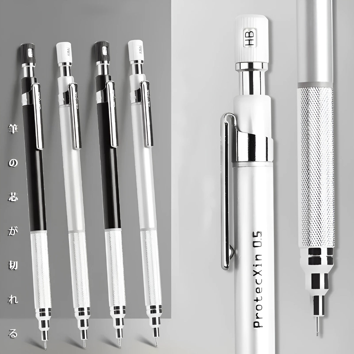 Low centre of gravity 0.5mm HB mechanical pencil in black for student writing