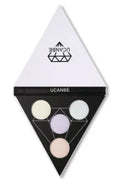UCANBE Prismatic Highlighter Palette with 4 shades of duochrome iridescent highlight powder in a compact case