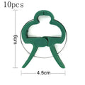 Green plastic plant fixing clips showing large and small sizes for supporting climbing garden plants