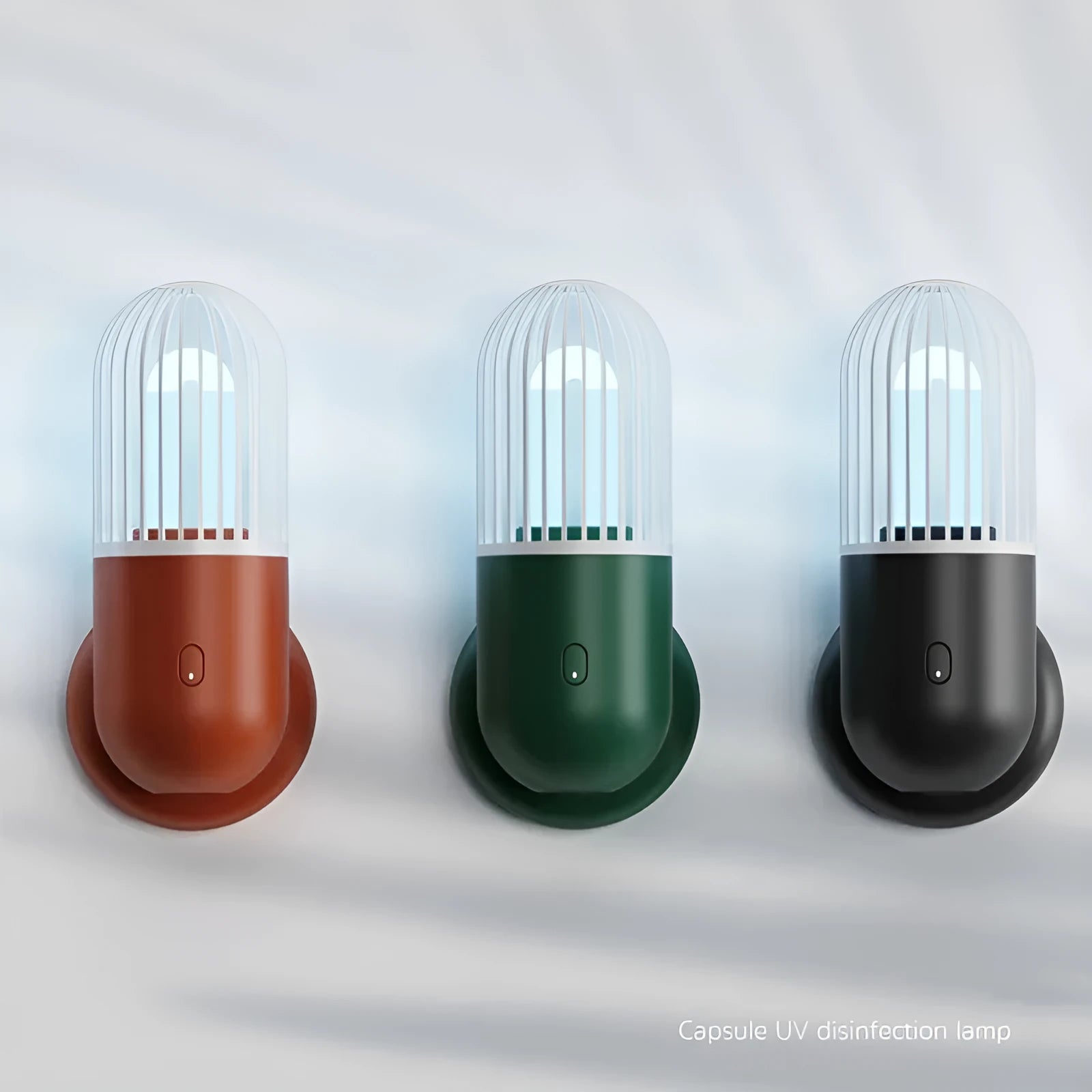 Portable capsule ultraviolet disinfection lamp with compact design measuring 52x52x136mm