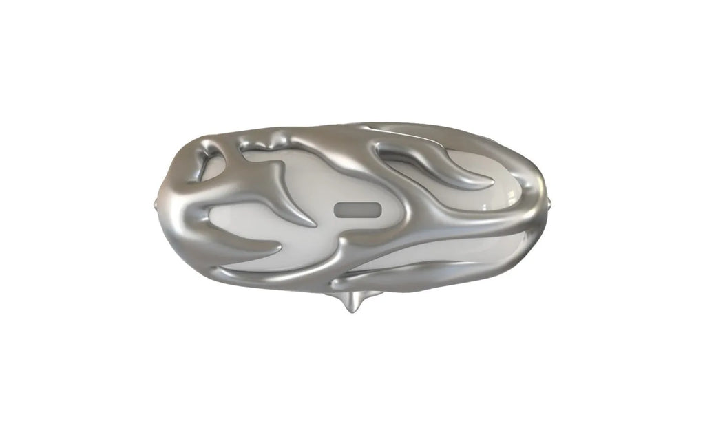 3D printed resin Bluetooth headphone shell in silver flame colour for AirPods Pro