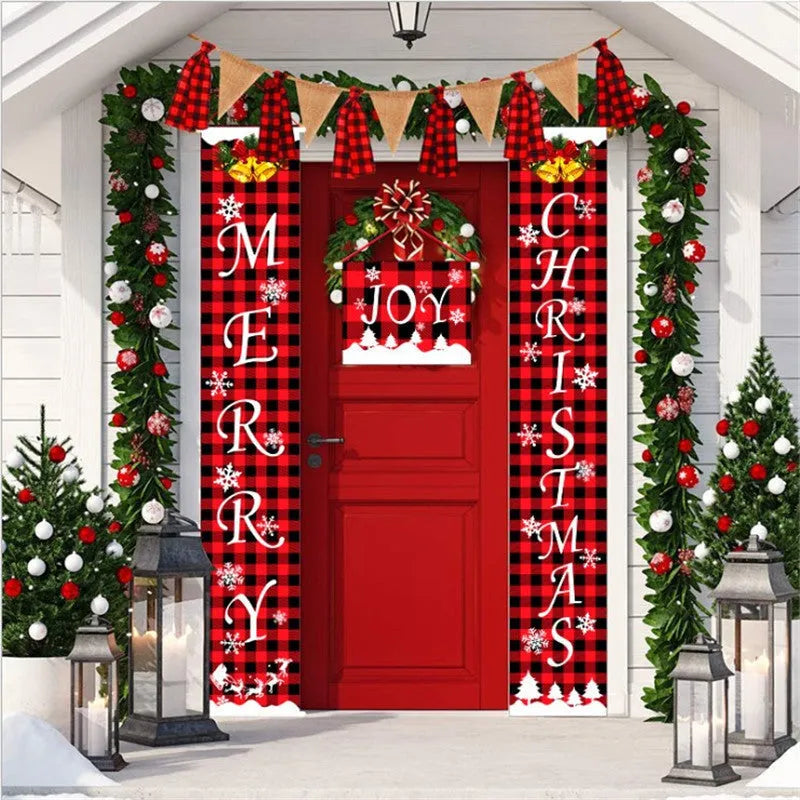 Christmas cloth poster featuring Santa Claus design, measuring 115x40cm, for window decoration