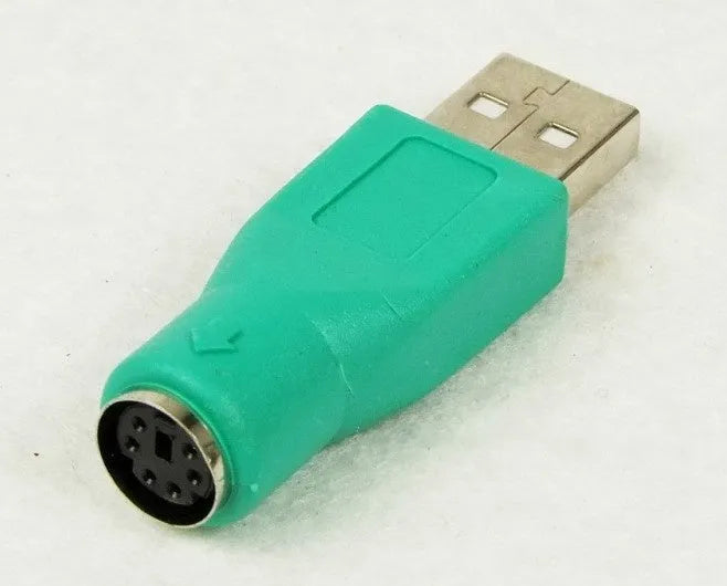 Green PS2 to USB adapter with 1 metre copper cable for computer connection