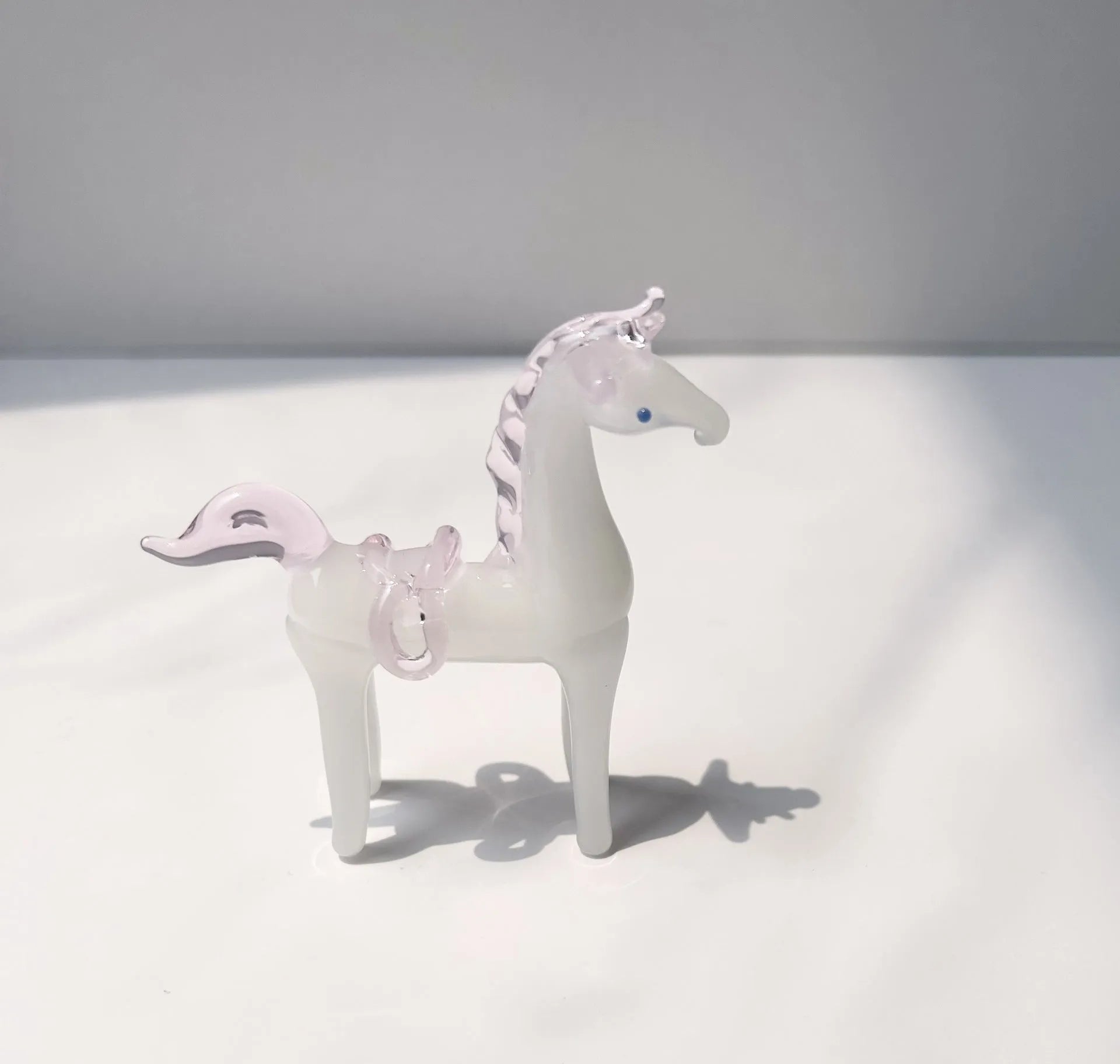 Glazed horse figurine decoration in coloured glaze with modern design for office decor