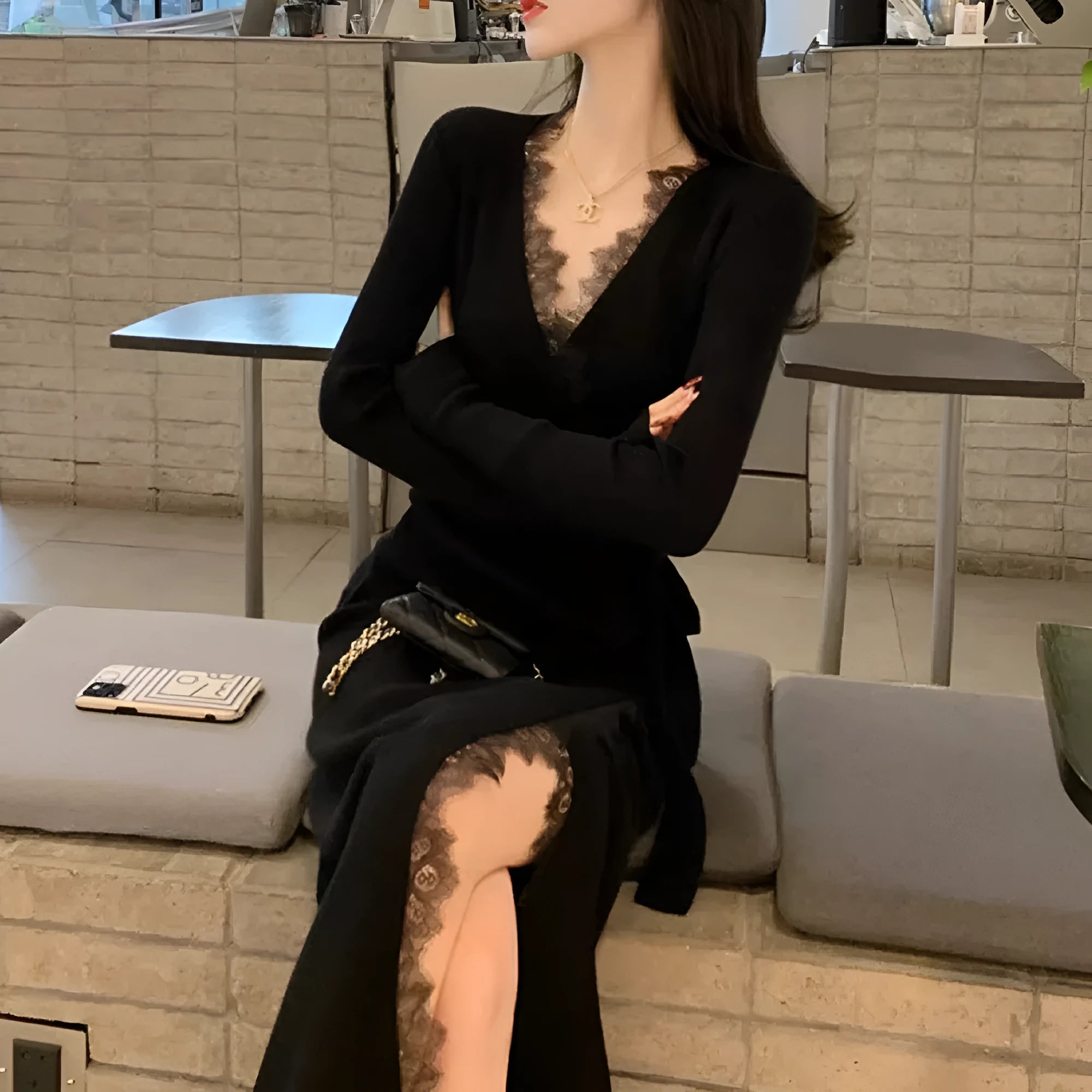 Black women's slim fit Princess dress style skirt on a hanger
